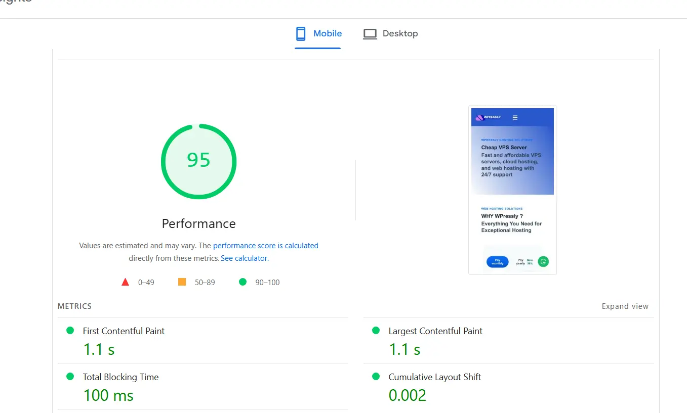 PageSpeed Performance
